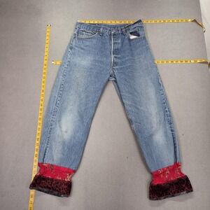 VTG Levis Jeans Womens Blue Straight Ruffle Print Cuffs USA Fits 29x24